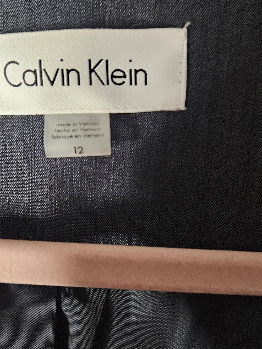 Calvin Klein Women's Dark Blue Zip-Front Blazer Lined Ptp 20" Length 23" Size 12 - Picture 2 of 3